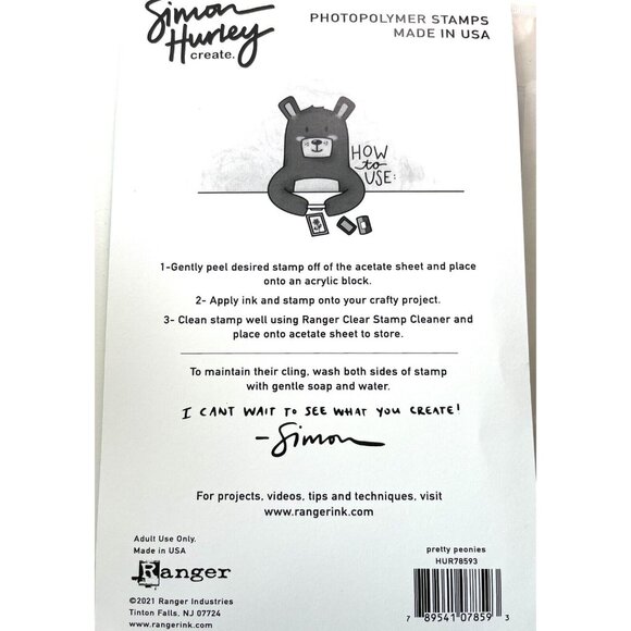 Simon Hurley Create Ranger Photopolymer Pretty Peonies Stamps 6X9 Flowers Gift - Picture 7 of 7